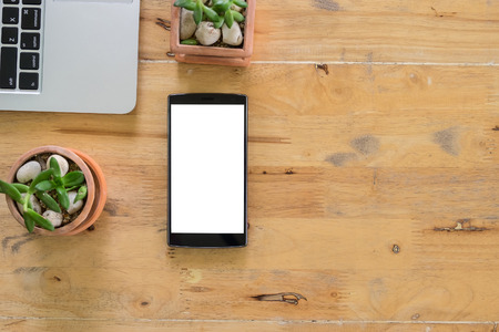 Close up of a man using smart phone with blank mobile .Smart phone with blank screen and can be add your texts or others on smart phone.のeditorial素材