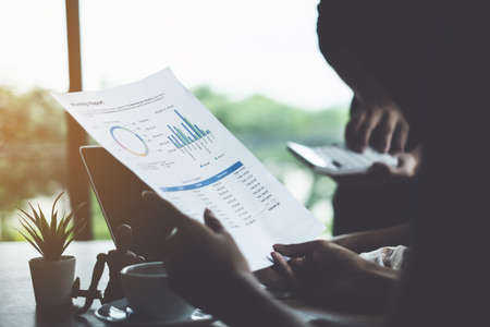 Business team discussing together during meeting at office. Colleagues workshopping business ideas. Brainstorm and ideas Concept.の写真素材