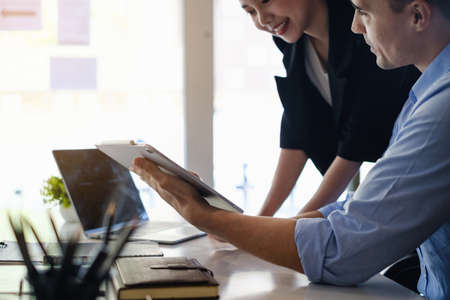 Fund managers team consultation and discuss about analysis Investment stock market. finance...