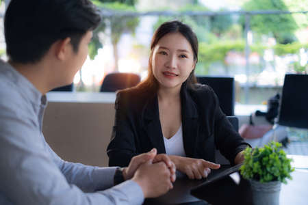 Business Team Meeting to brainstorming and discuss to audit finance planning sales. Financial advisor teamwork and accounting concept.の写真素材