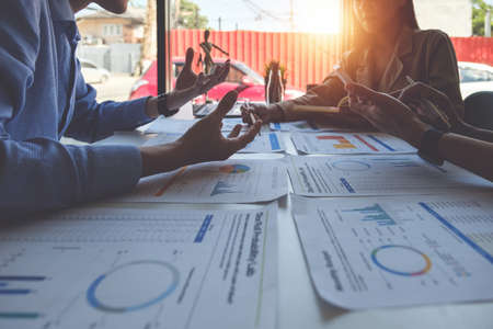 Image of Audit team working together and looking about transaction for corruption of company. Finance budget concept.の写真素材