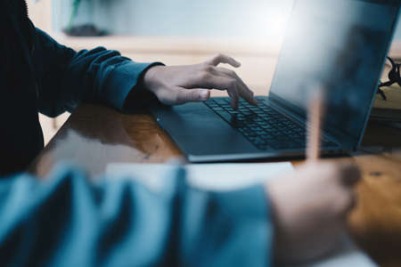 E-learning ,online ,education and internet social distancing protect from COVID-19 viruses concept....