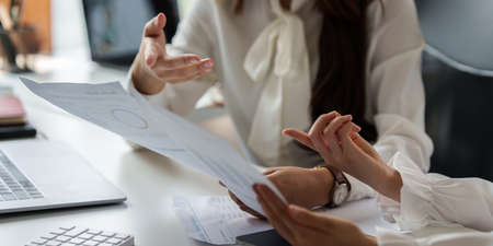 Image of Audit team working together and looking about transaction for corruption of company. Finance budget concept.の写真素材