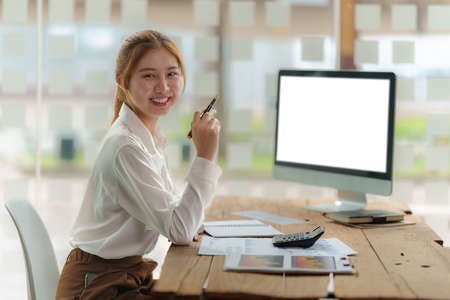 E-learning ,online ,education and internet social distancing protect from COVID-19 viruses concept. Asian woman student video conference e-learning with teacher on digital tablet at home.の写真素材