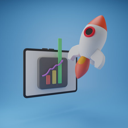 3D Financial report chart. Data analysis for business startup concept. 3d render illustration.
