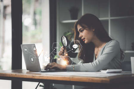 Cyber Security concept, Administrator checking privacy security and encryption.の写真素材