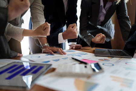 Fund business team has made a successful investment. Achievement triumph conceptの写真素材