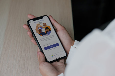 CHIANG MAI, THAILAND - SEP 09, 2022 : Microsoft Teams business application on smartphone screenのeditorial素材