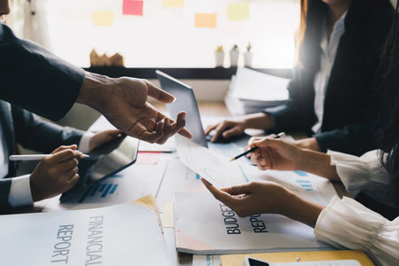 Asian Business consulting meeting and brainstorming new business plan finance investmentの写真素材