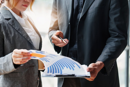 Group of Business people meeting for analysis data figures to plan business strategies. Business...