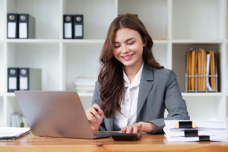 Administrator business people financial inspector making report calculating balance. Internal Revenue and Accounting conceptの写真素材