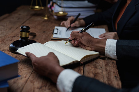 Group of Lawyer working and discussing in office workplace for consultant lawyer concept. Law, legal...