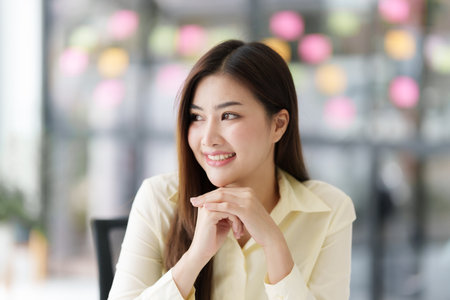 Smiling of cheerful beautiful pretty business asian womanの写真素材