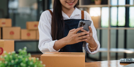 Small businesses SME owners female entrepreneurs working with parcel, e-business, marketing, online...