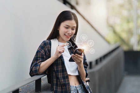 Portrait of beautiful student woman in university ready for learning. Education, scholarship and happy and proud female learner at universityの写真素材