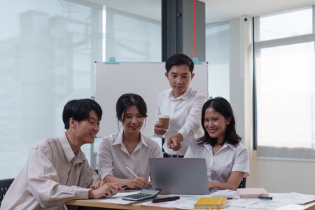 Professional Business people and Leadership and Teamwork and marketing strategy planning in the...