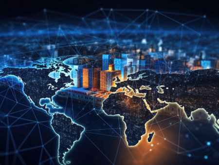 Logistics, cargo, and delivery industry concepts with package and service systems and a digital world map. Generative AIの素材