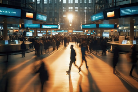 Many business people working at corporate, motion blur concept, Ai Generativeの素材
