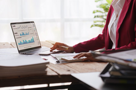 Professional analysis of business people and marketing strategy planning in the accounting workplaceの写真素材