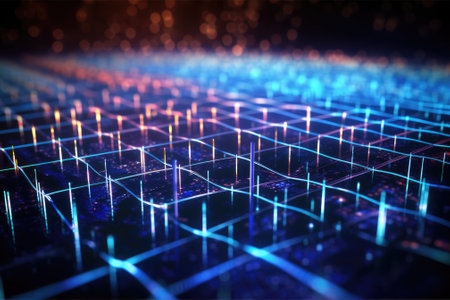 Abstract futuristic background Data Transfer. technology concept. Futuristic cyberspace background. Generative AIの素材