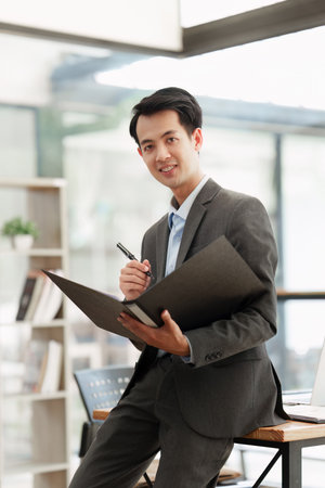 Professional business person company manager lawyer working checking bills corporate financial accounting documents. finance conceptの写真素材