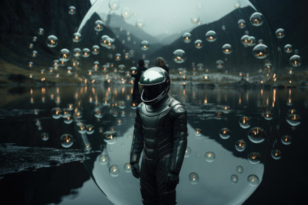 A Spaceman in galaxy. Galaxy Abstract background Generative AIの素材
