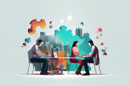 Art collage. Business team brainstorm concept. Generative AIの素材