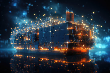 Business logistics and transportation concept of a container cargo background. Generative AIの素材