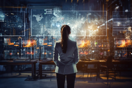 Business people analysis big data statistic using interface futuristic technology. Generative AIの素材