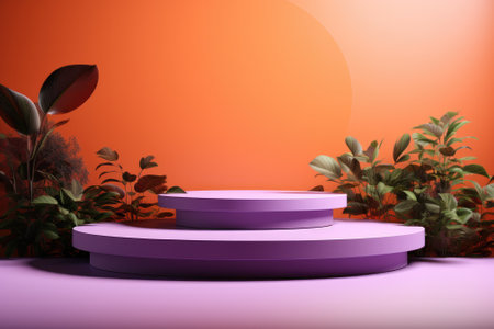 Colourful podium and beautiful lighting. Background for product presentation. Generative AIの素材