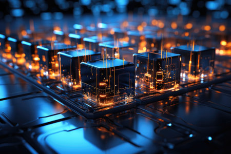 Abstract futuristic background Data Transfer. technology concept. Futuristic cyberspace background. Generative AIの素材