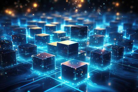 Abstract futuristic background Data Transfer. technology concept. Futuristic cyberspace background. Generative AIの素材