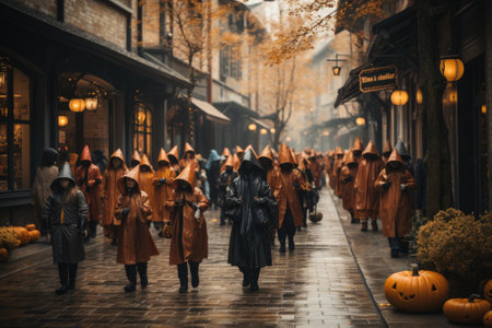 People with Halloween costume festival. thanksgiving. Generative AIの素材