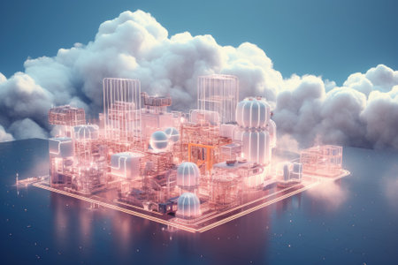 Abstract futuristic background Data Transfer. technology concept. Futuristic cyberspace background. Generative AIの素材