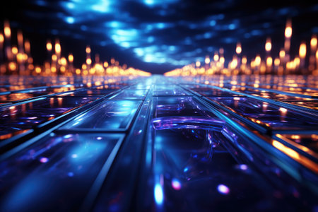 Abstract futuristic background Data Transfer. technology concept. Futuristic cyberspace background. Generative AIの素材