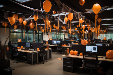 Business office decorate Halloween theme. Generative AIの素材