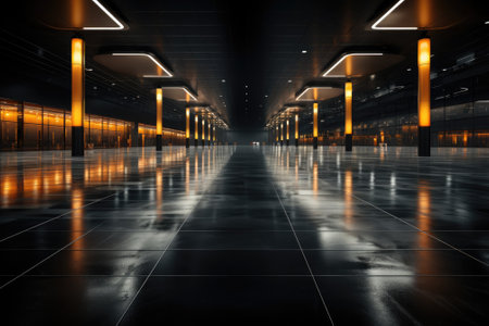 Empty Luxury garage. Car lot or parking lot. Generative AIの素材