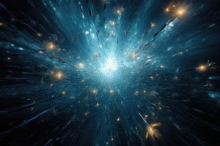 Abstract Lens flare light effects on black black background for design. Generative AIの素材