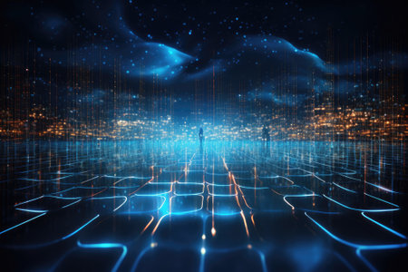 Abstract futuristic background Data Transfer. technology concept. Futuristic cyberspace background. Generative AIの素材