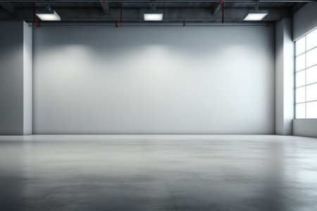 Empty room and wall and wooden floor with interesting with glare from the window. Interior background for the presentation. Generative AIの素材