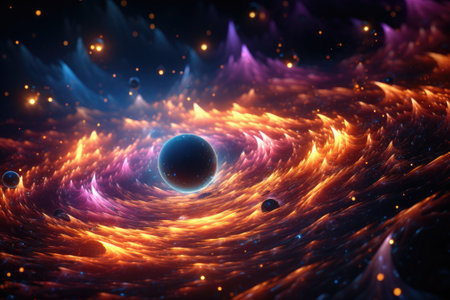 Orbit of Universe colourful abstract background. Generative AIの素材