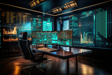 Financial stock market on screen. strategy analysis or trade concept. Generative AIの素材