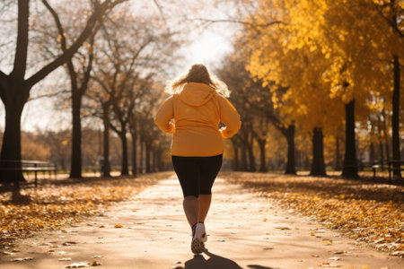Woman jogging at outdoor park. healthy and lifestyle concept. Generative AIの素材