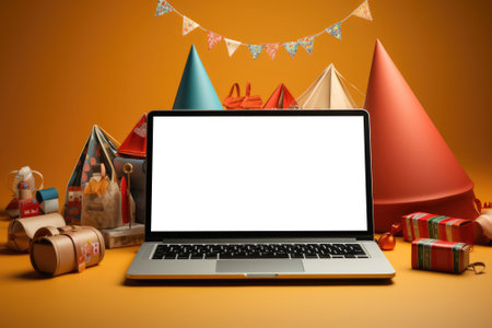 Laptop showing online shop. ecommerce and online shopping concept. Generative AIの素材