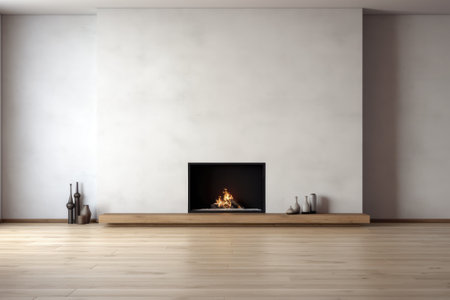 Luxury fireplace interior design in living room. Generative AIの素材