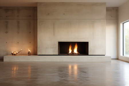 Luxury fireplace interior design in living room. Generative AIの素材