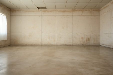 Empty room and wall and wooden floor with interesting with glare from the window. Interior background for the presentation. Generative AIの素材