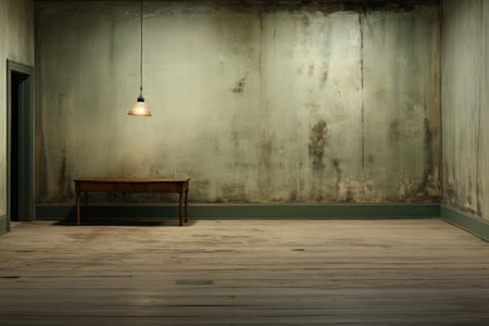 Empty room and wall and wooden floor with interesting with glare from the window. Interior background for the presentation. Generative AIの素材