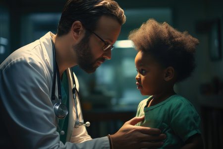 Doctor and children patient at clinic. health care concept. Generative AIの素材