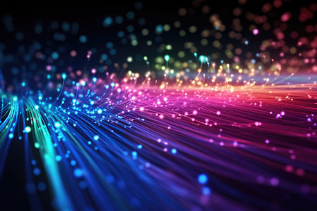 Fiber optic light transfer futuristic background. Cyberspace and background. Generative AIの素材
